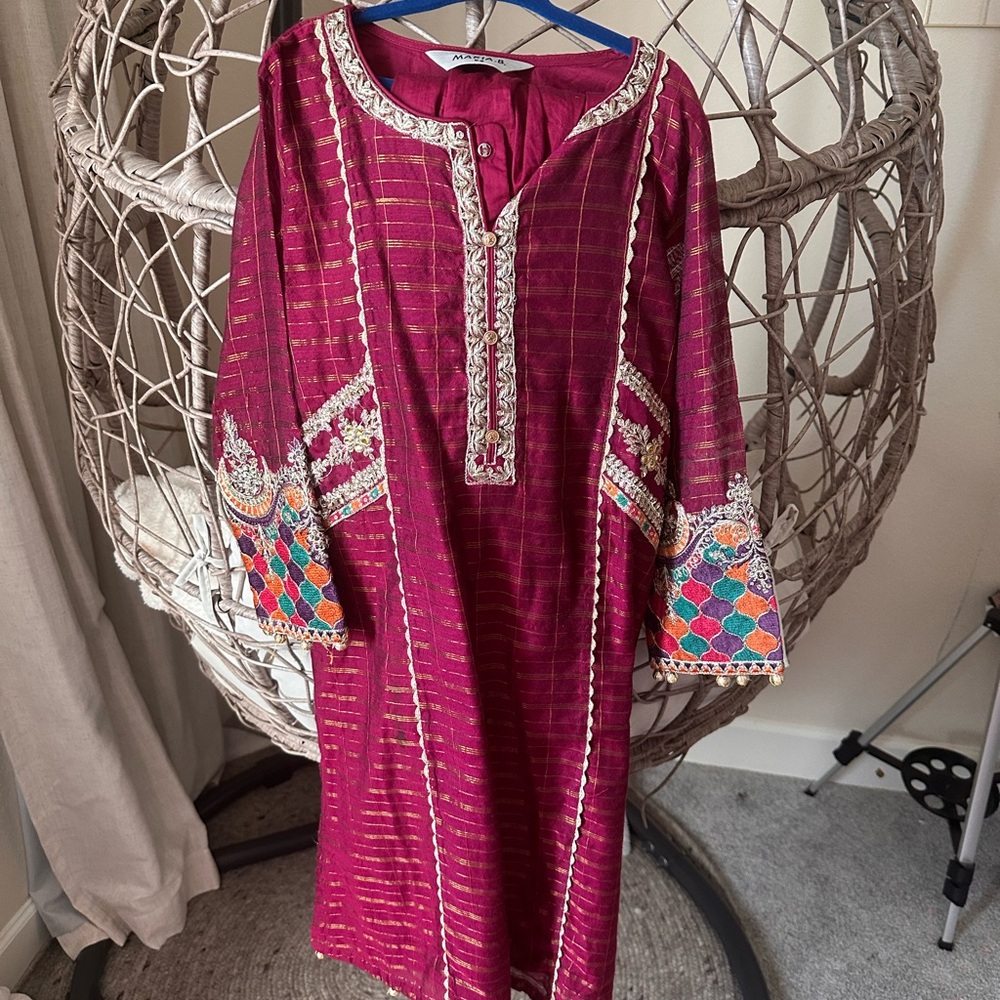Elegant Embroidered Maroon Dress